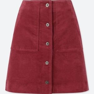 Women Corduroy Button Mini Skirt (High-Waist)